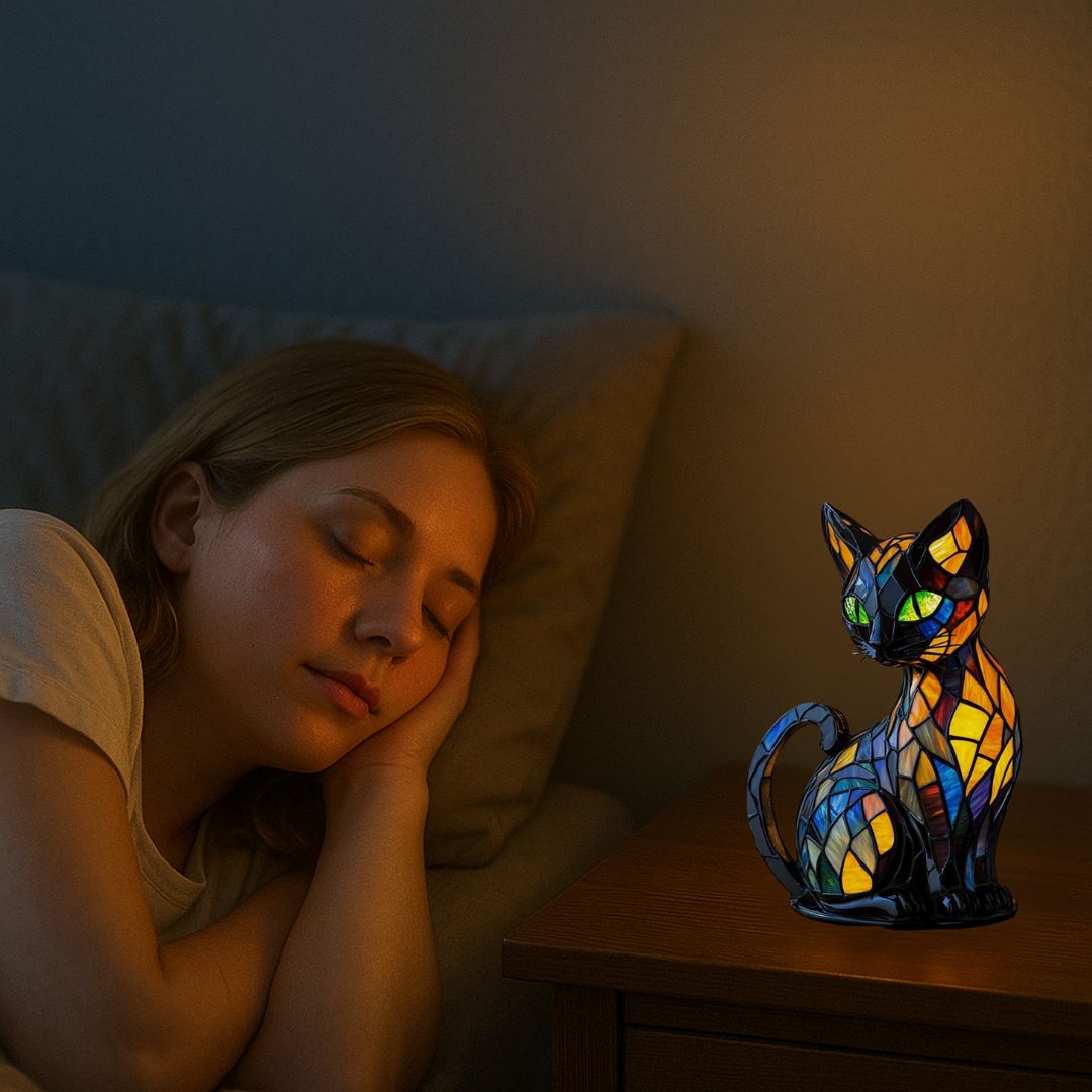 Handgemaakte Kattenlampe - Decoratieve Tafellamp met Warm Licht - Nachtlampje voor Dierenliefhebbers - Origineel Kado voor Verjaardagen en Feestdagen