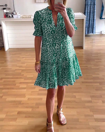 Bloemen Jurk met Wijd Vrouwen Mouwen