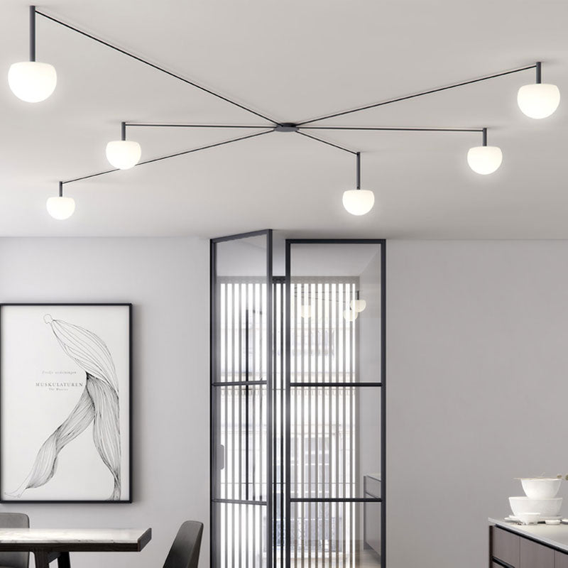 Plafondlamp Glazen Bollen Verstelbaar Metaal Wit Woonkamer Slaapkamer Modern