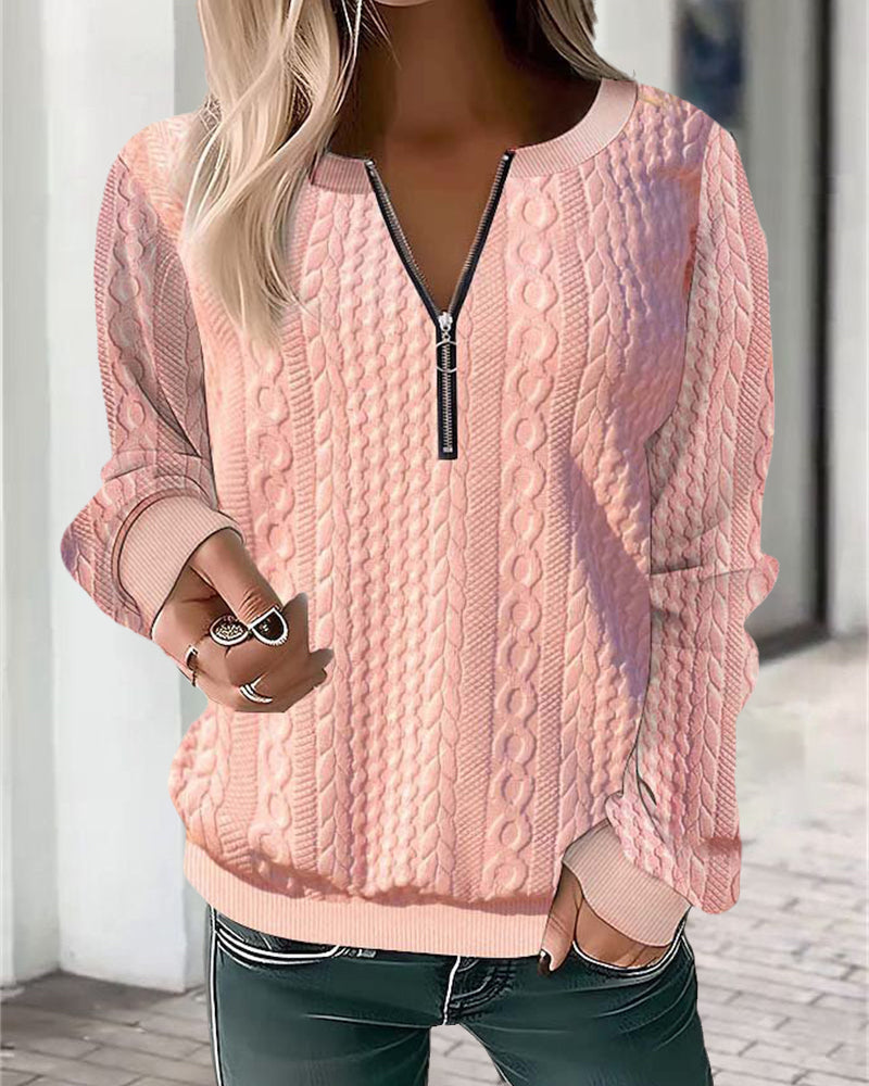 Vrouwentrui Gebreid Casual Met Halve Rits - StudioMarella