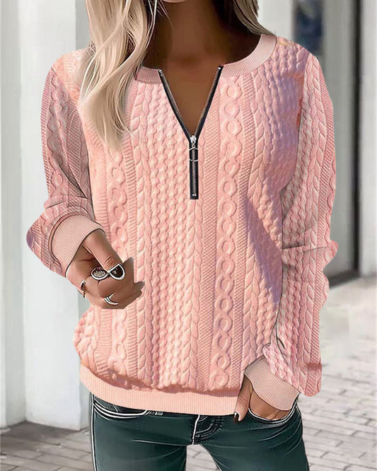Vrouwentrui Gebreid Casual Met Halve Rits - StudioMarella