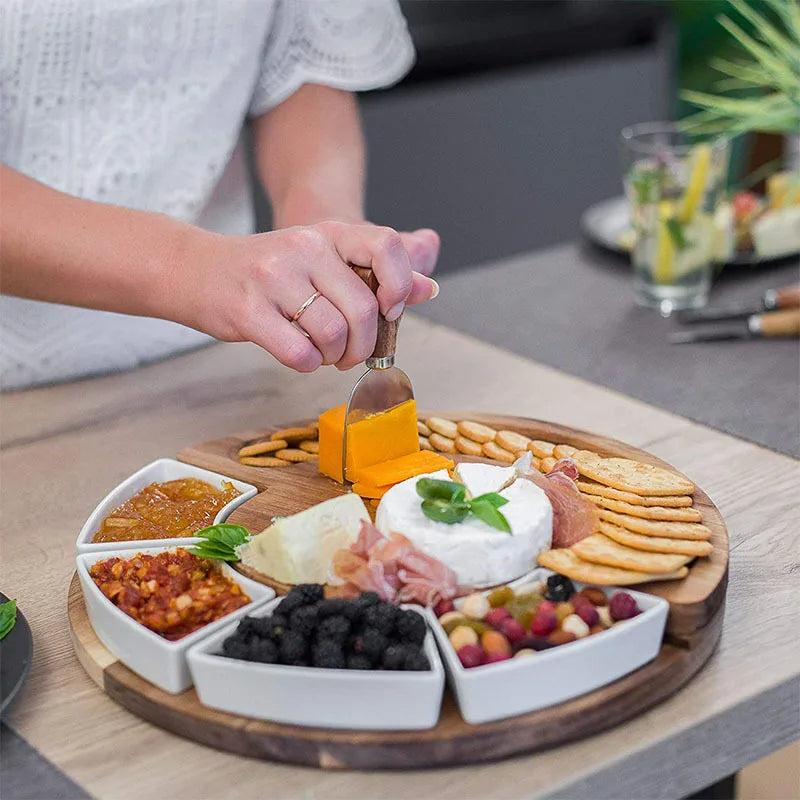 Luxe serveerplank met kaasplank en messen set voor borrel, diner en feestelijke presentaties