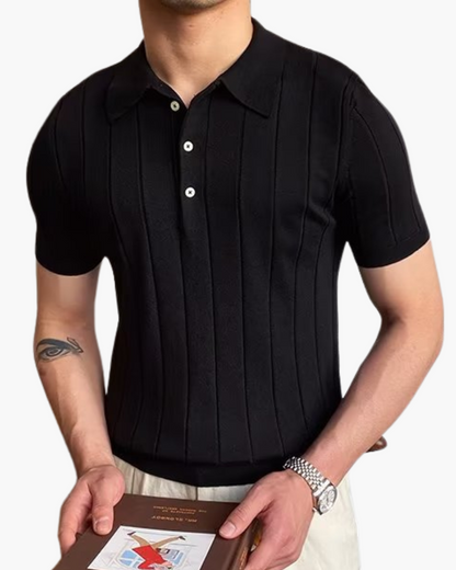 Heren Poloshirt Slim Fit Ribbel Gebreid Design