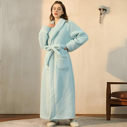 Sherpa Coral Fleece Badjas met Shawlkraag Unisex Loungewear Comfortabel Huis Huispak Zachte Fleece Ochtendjas