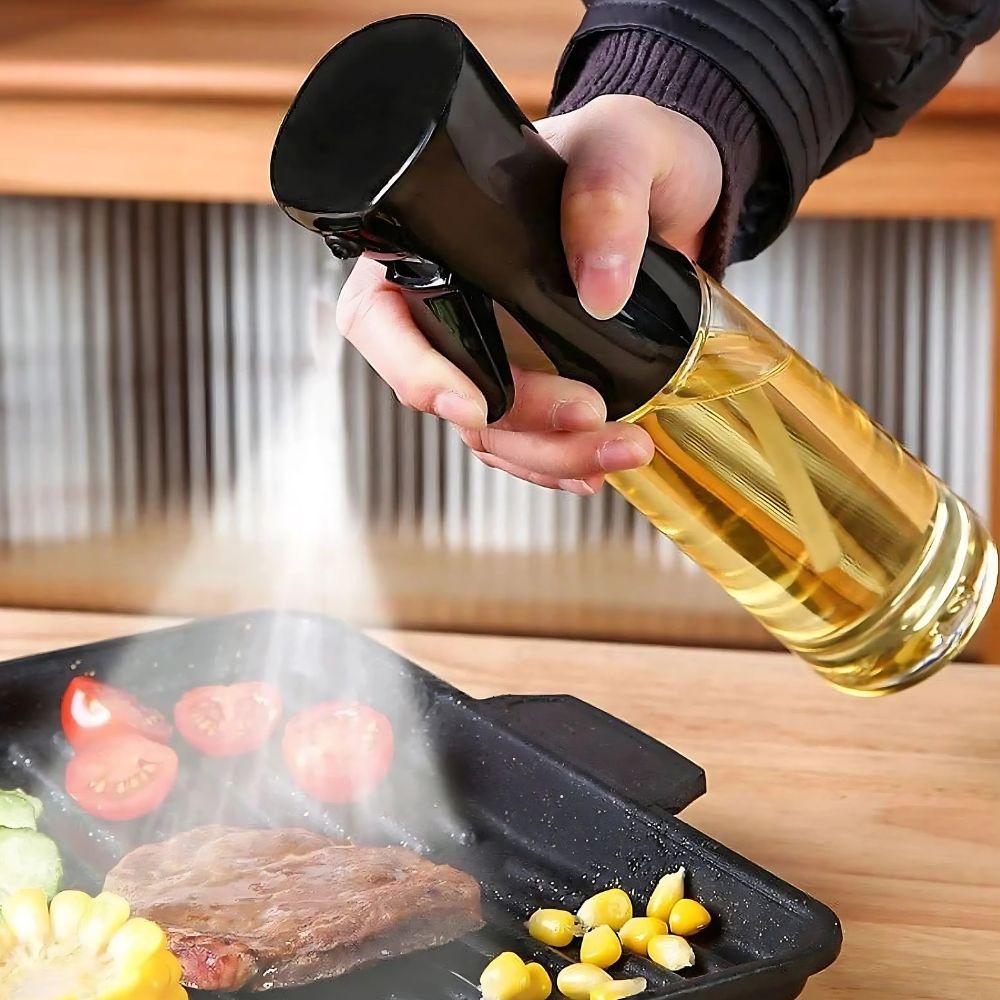 Oliespray Fles Glas 100ml Zwart Keuken Sprayfles Olie Azijn Airfryer BBQ Salade Verstuiver Navulbaar
