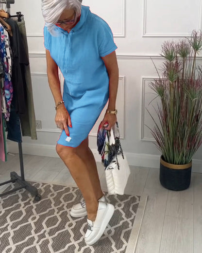 Vrouwelijke Zomerjurk Korte Mouwen Casual Model