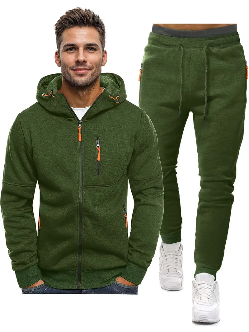 Heren Trainingspak 2-Delig - Sportieve Joggingbroek met Lange Mouwen