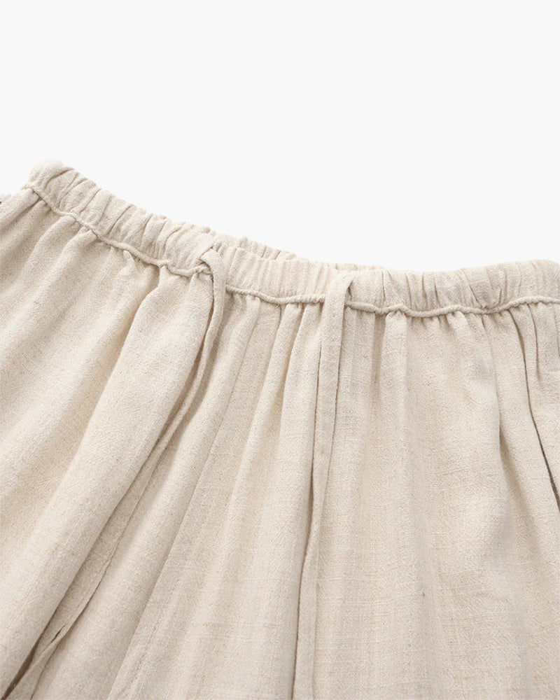Linnen Broek Heren ZomerSlim Fit Lichtbruin Met Koord