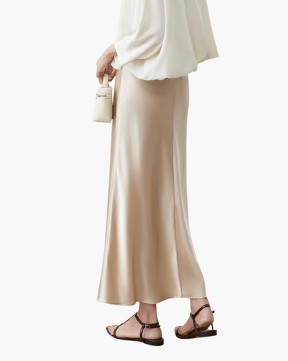 Midi Jurk Satijn Rok Vloeiend Luxe Stijl