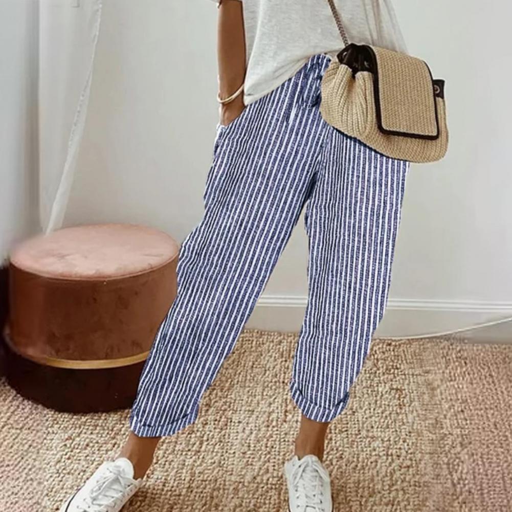 Relaxed Fit Broek met Streepjes Patroon - StudioMarella