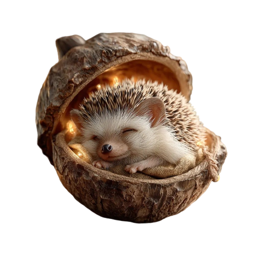 Decoratieve Eikelnootlamp met Bosdiermotief Kinderkamer Nachtverlichting Sfeervolle Tafelverlichting Sfeer