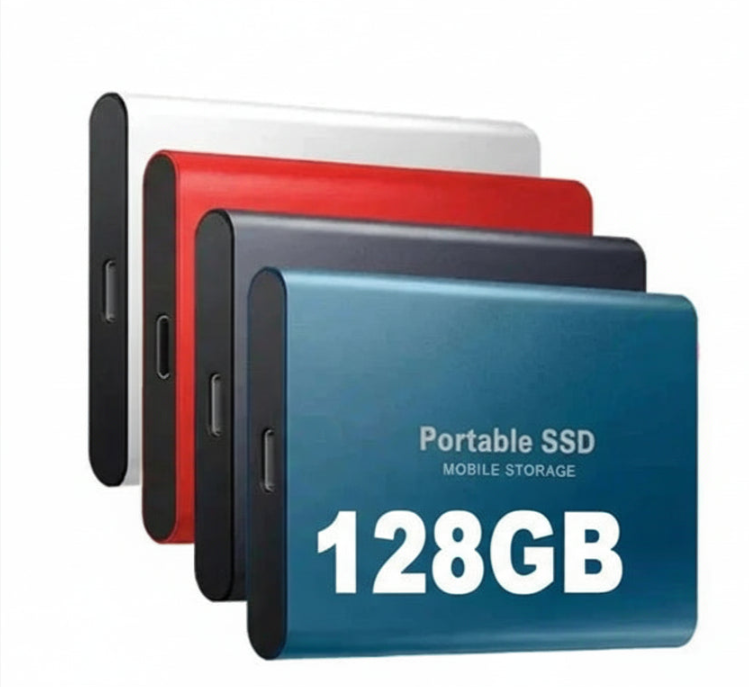Draagbare SSD Externe Schijf 128GB met USB-C Snelle Datatransfer en Compact Design - Beschikbaar in Zwart, Blauw en Rood