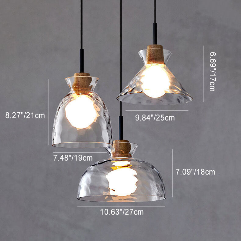 Hanglamp Glas Hout Transparant E26 Woonkamer Slaapkamer Eetkamer Pendellamp Glazen Kap Bell Cone Bowl Industrieel Retro