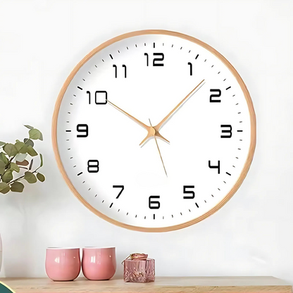 Houten Wandklok Stil Uurwerk Scandinavisch Design Ø25 cm Ø30 cm Natuurlijke Houtlook Geruisloos Kwartsuurwerk Woonkamer Slaapkamer