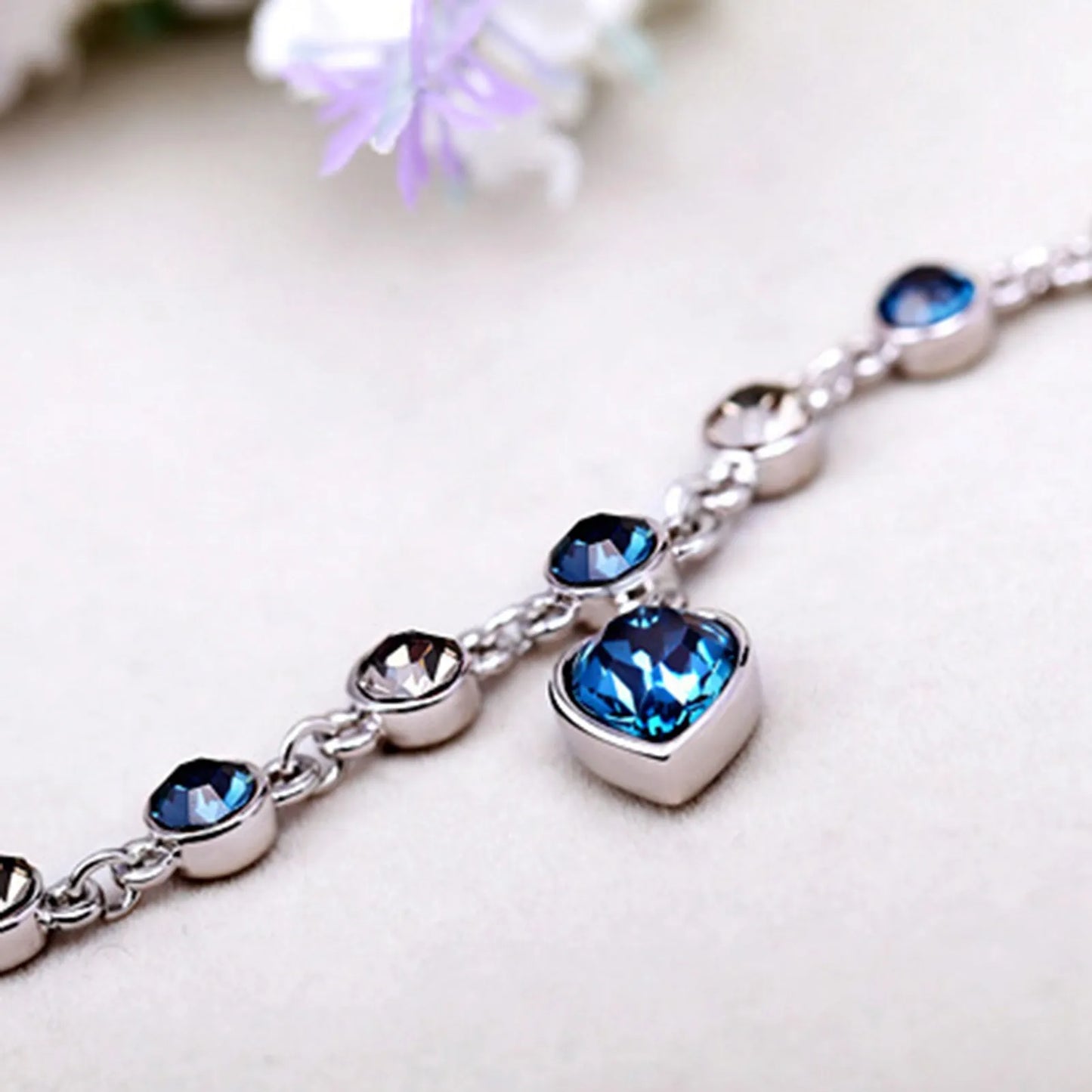 Oceaan Hart Kristallen Armband Zilver met Zirkonia Steentjes voor Vrouwen Elegant Sieraad