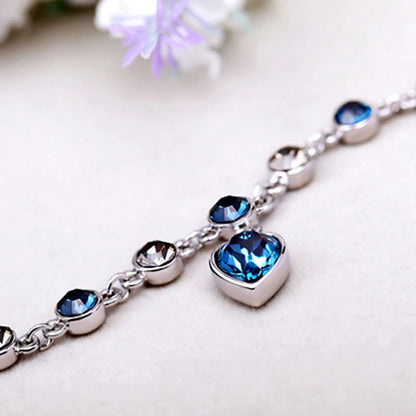 Oceaan Hart Kristallen Armband Zilver met Zirkonia Steentjes voor Vrouwen Elegant Sieraad