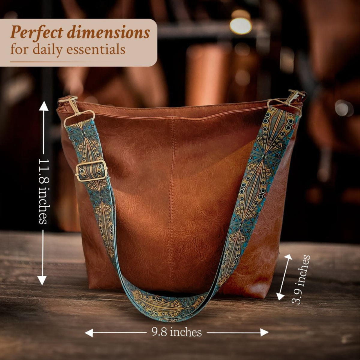 Leren Schoudertas Vintage Stijl Dames Cross-Body Handtas Verstelbare Riem Magnetische Sluiting Casual Chic