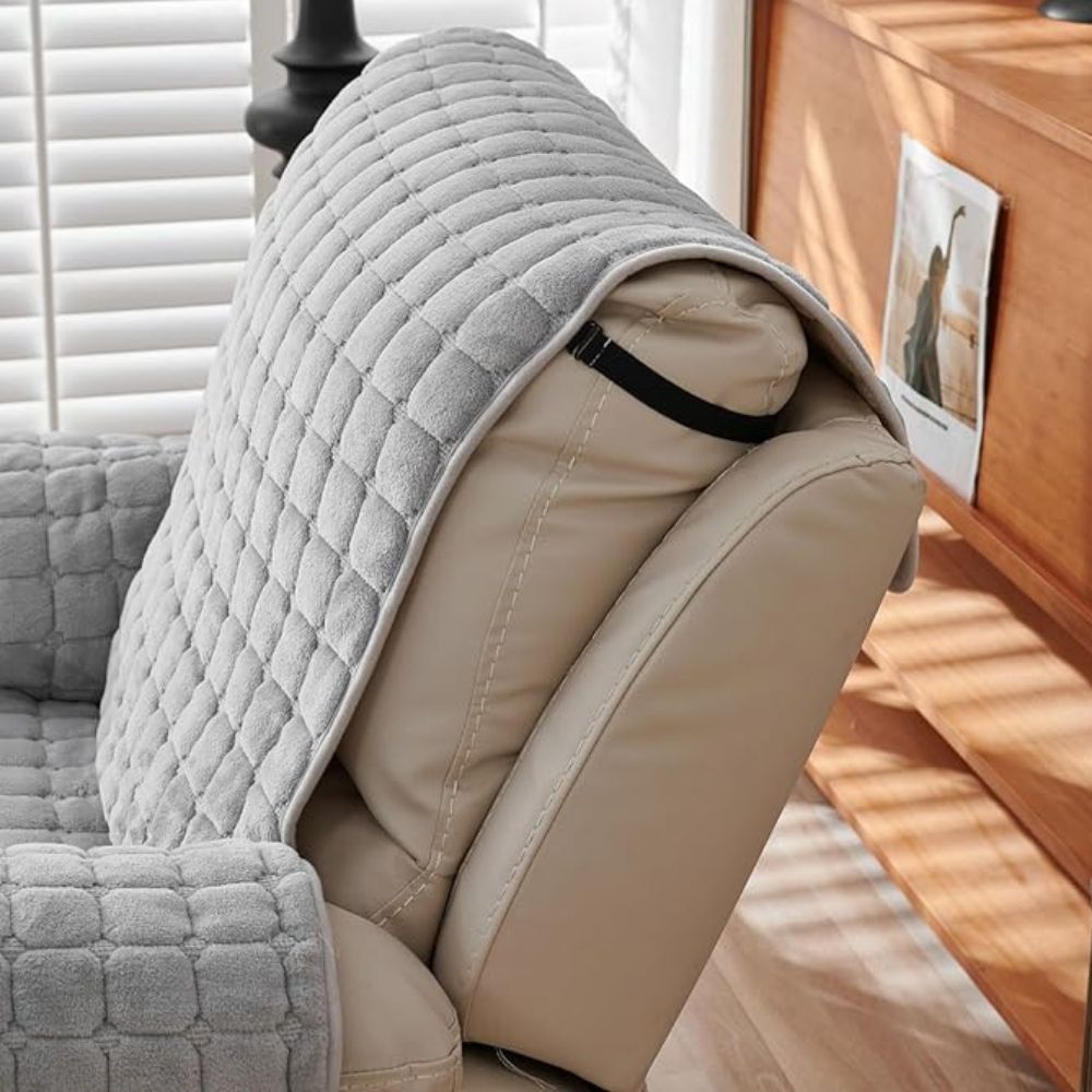 Gequilte Relaxfauteuil Hoes met Opbergzak – Microvezel Beschermhoes voor Recliner Stoel