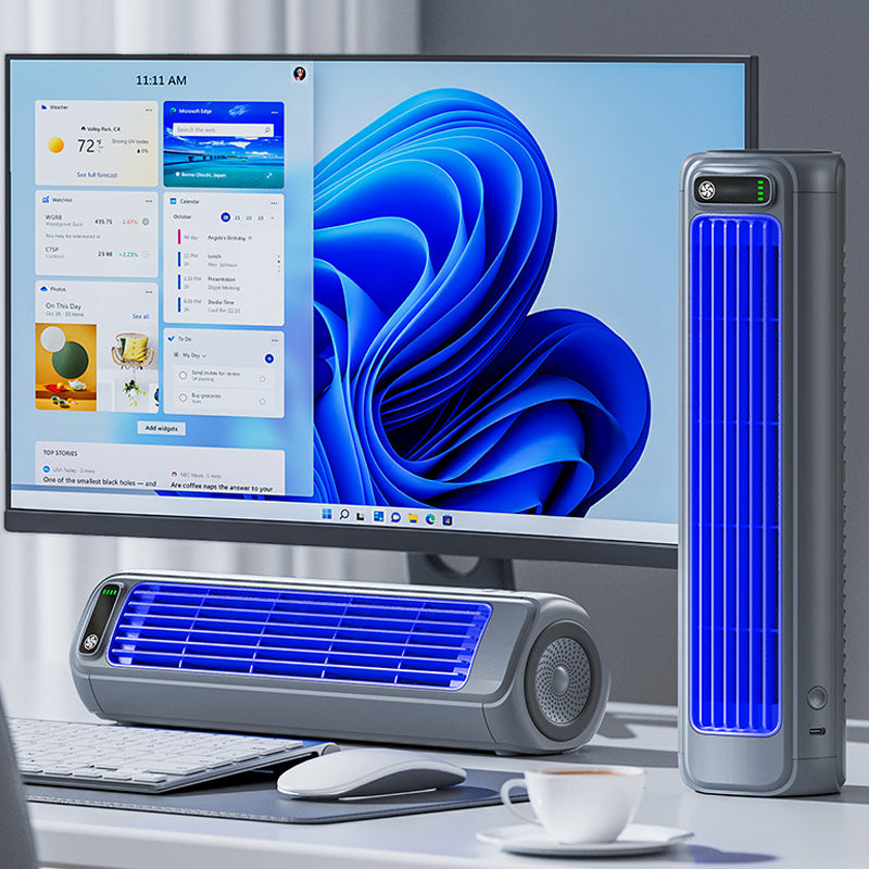 Airconditioner draadloos oplaadbaar 2000 mAh compact bladloos bureau muurventilator draagbare koeling zwart