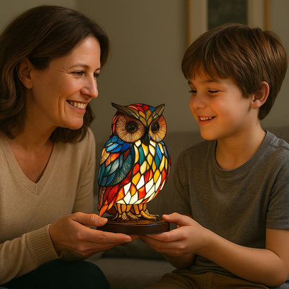 Handgemaakte Uilenlamp met Zacht Warm Licht voor Sfeervolle Verlichting