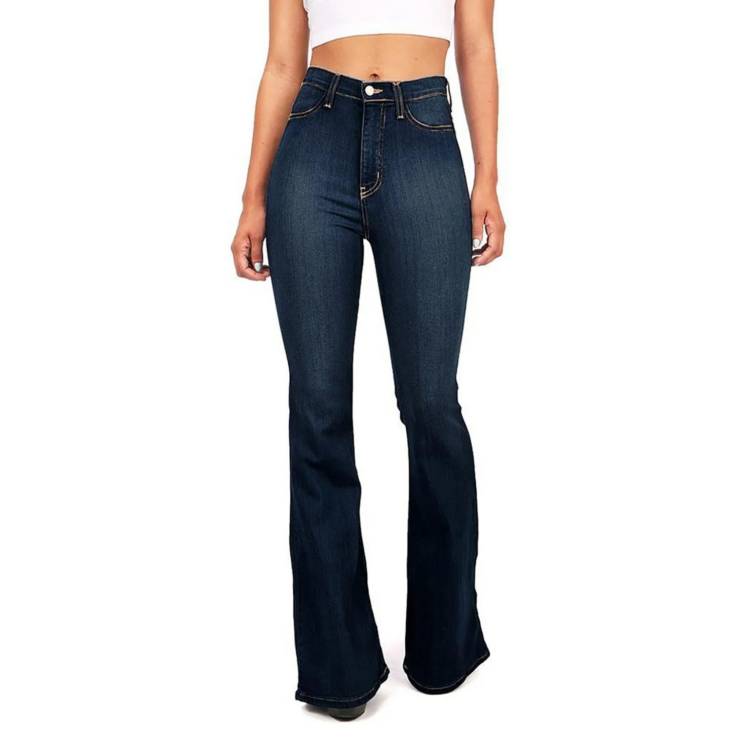 Hoge Taille Flared Dames Jeans Retro Stijl Comfortabel