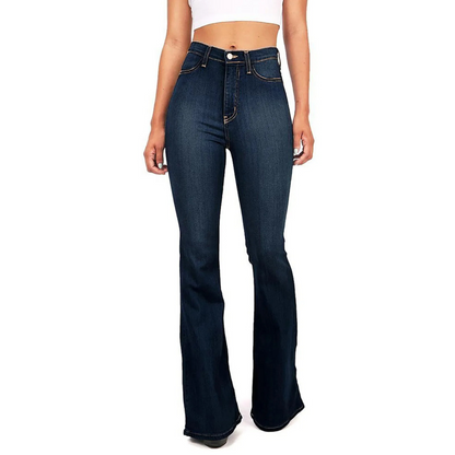Hoge Taille Flared Dames Jeans Retro Stijl Comfortabel