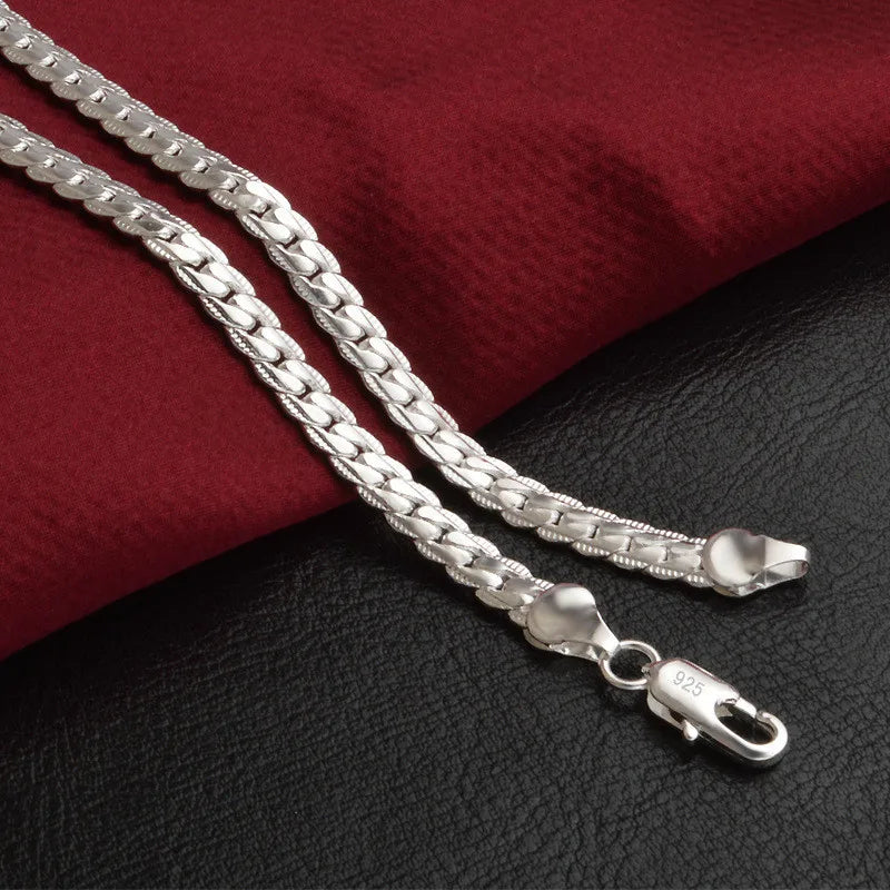 Elegante Sterling Zilveren Schakelketting 925 – Minimalistisch Sieraad voor Dagelijks Gebruik en Feestelijke Gelegenheden