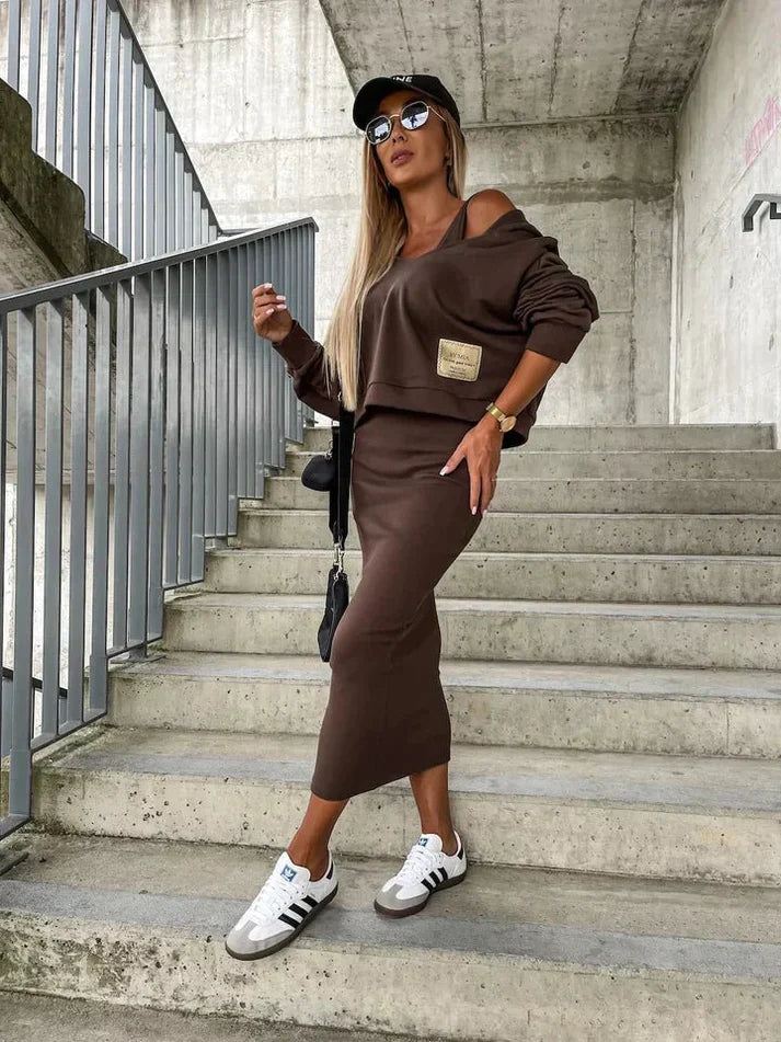 Meisjes Jurk en Sweatshirt Set Comfortabel en Leuk