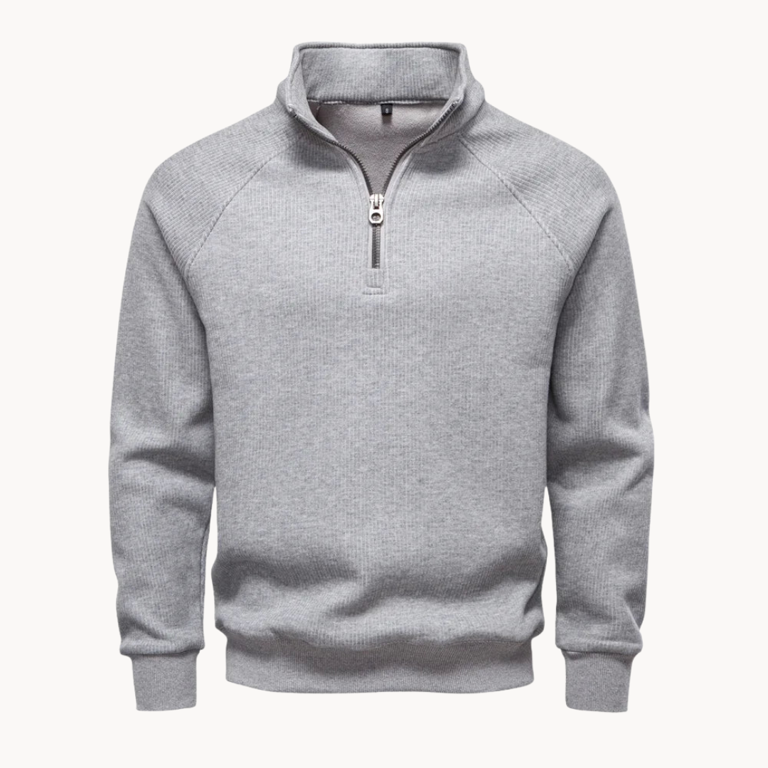 Heren Trui Katoenmix Quarter-Zip Casual Fit