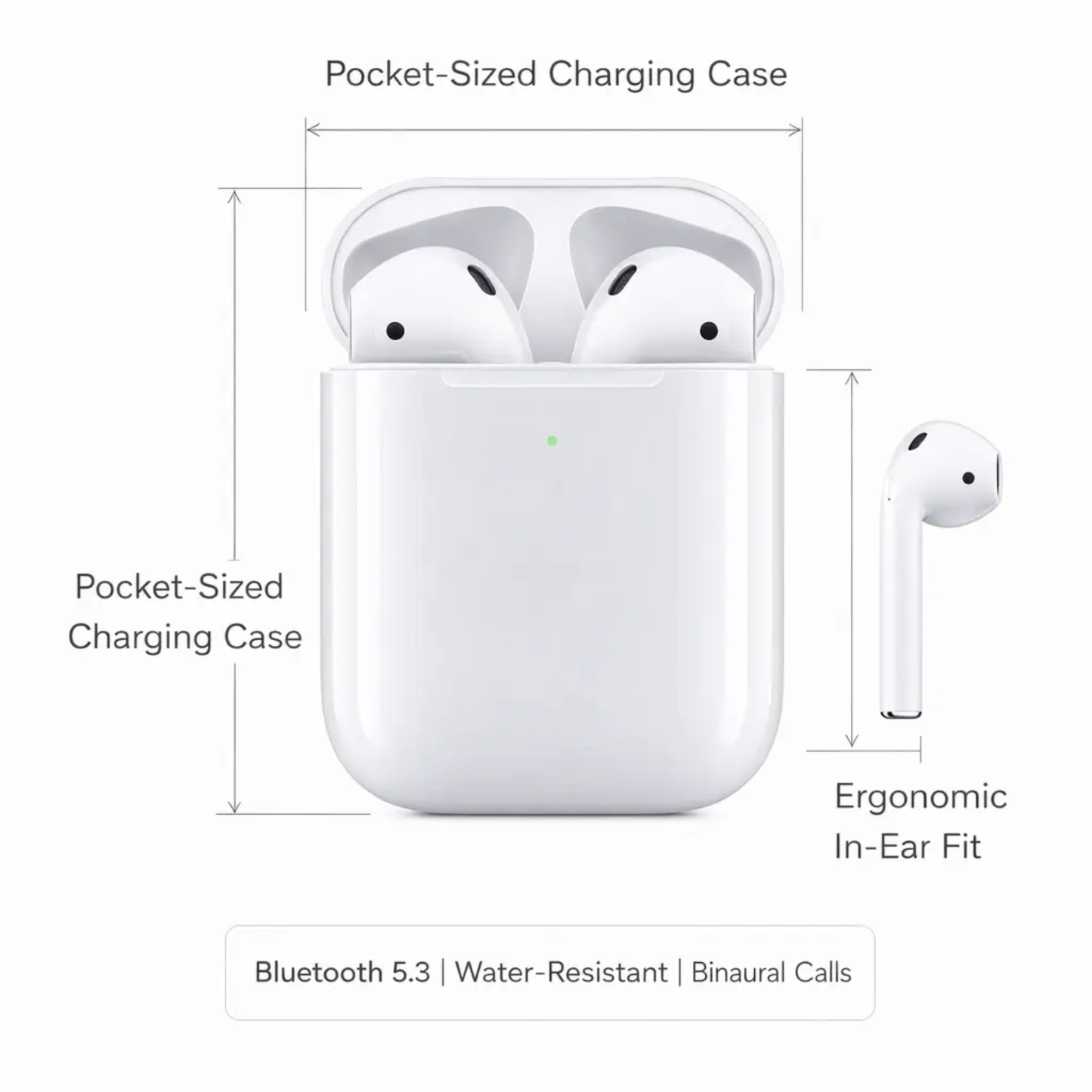 Draadloze Bluetooth Oordopjes met Oplaadcase – Compacte In-Ear Headset met Microfoon