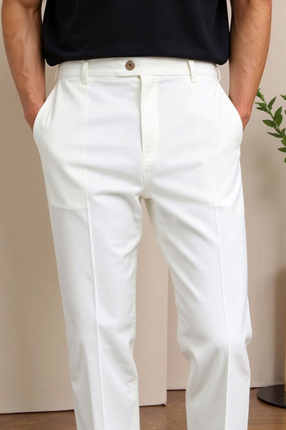 Witte Chino Broek Heren Slim Fit Moderne Stijl