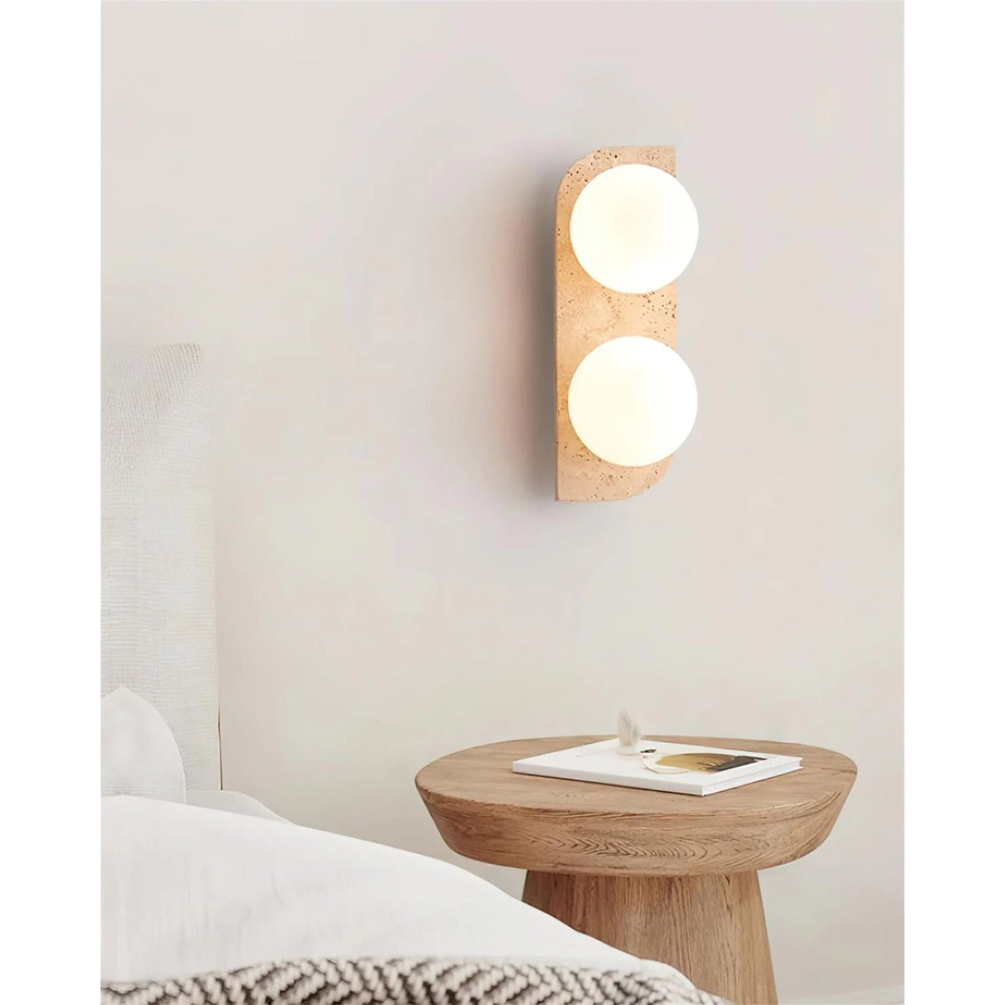 Wandlamp Travertin G9 Glas Hout Beige Woonkamer Hal Badkamer Minimalistische Wandverlichting Sfeerverlichting Natuurlijk Design