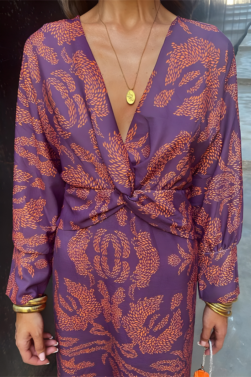 Maxi Jurk met V-Hals en Knoopdetails voor Dames