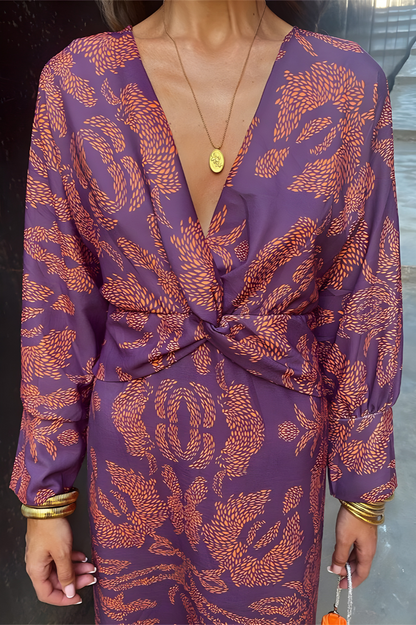 Maxi Jurk met V-Hals en Knoopdetails voor Dames