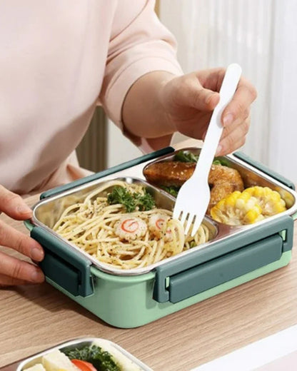 Geïsoleerde Lunchbox met Compartimenten - Warmhoudbakje voor Onderweg Groen Rood Blauw 2 of 3 Vakken - Premium Maaltijdcontainer Werk School Picknick