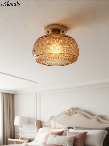 Glazen Bol Plafondlamp Getextureerd Glas Semi-Flush Verlichting voor Elke Ruimte