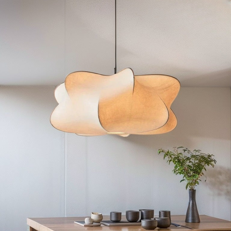 Zijden Hanglamp – Japanse Stijl – Lichtroze of Wit – Warm Wit Licht – Woonkamer & Slaapkamer – Moderne Pendelverlichting met Natuurlijke Uitstraling