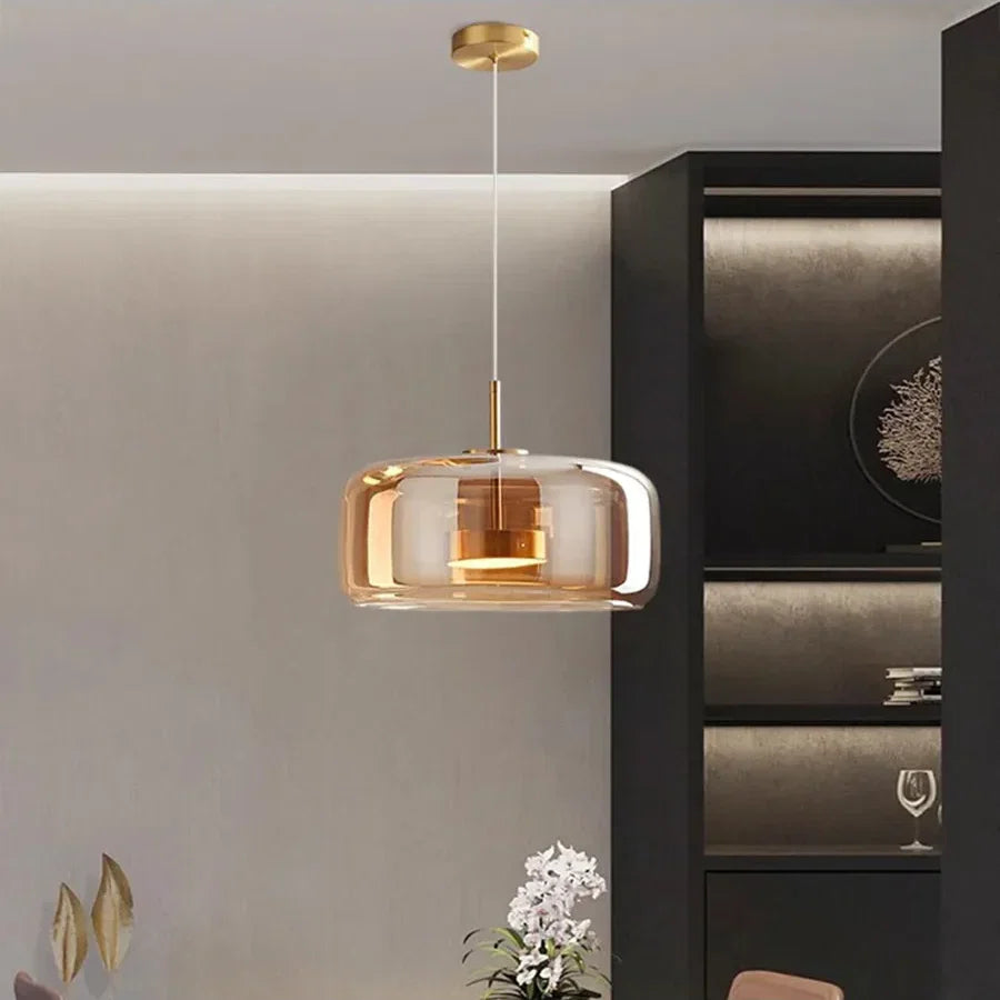 Nordische Hanglamp Glas LED Cognac Rookgrijs Scandinavisch
