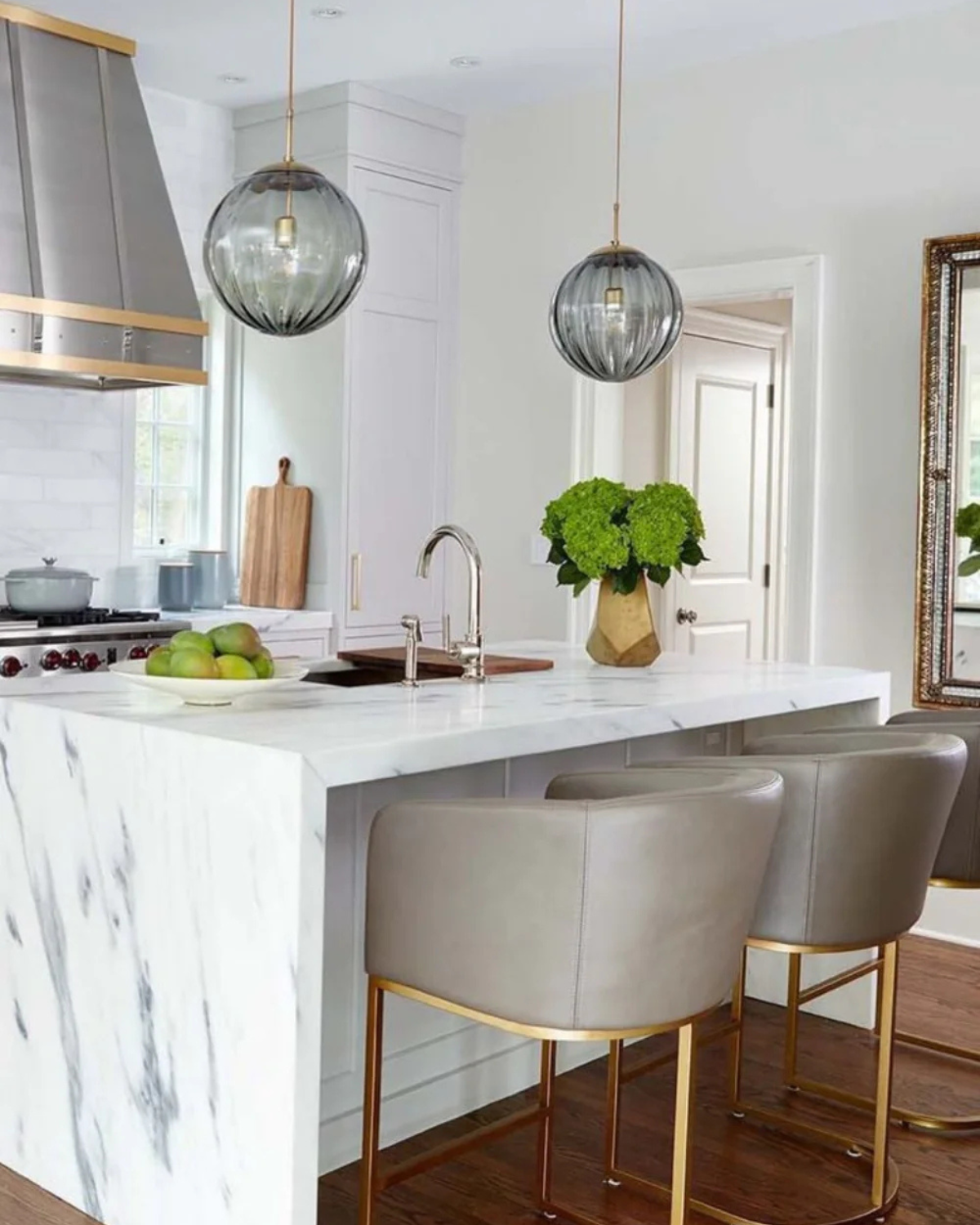 Glazen Hanglamp Bol met Structuur Grijs Bruin Rood Groen Amber Eetkamer Woonkamer
