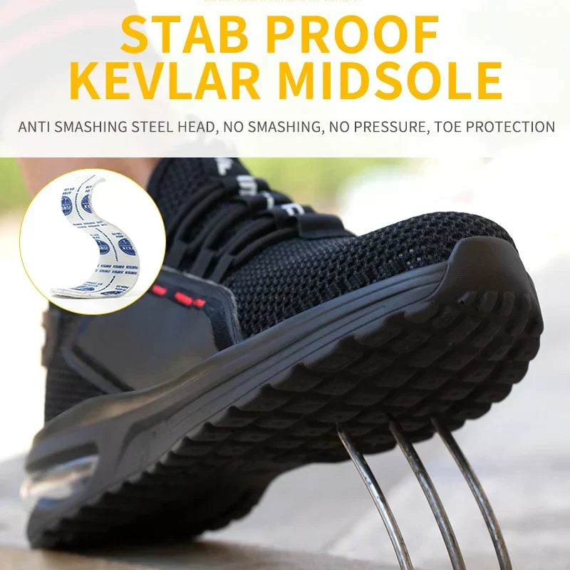 Veiligheidsschoenen met Stalen Neus Ultralight Antislip Werkschoenen Ademend voor Bouw Magazijn Industrie