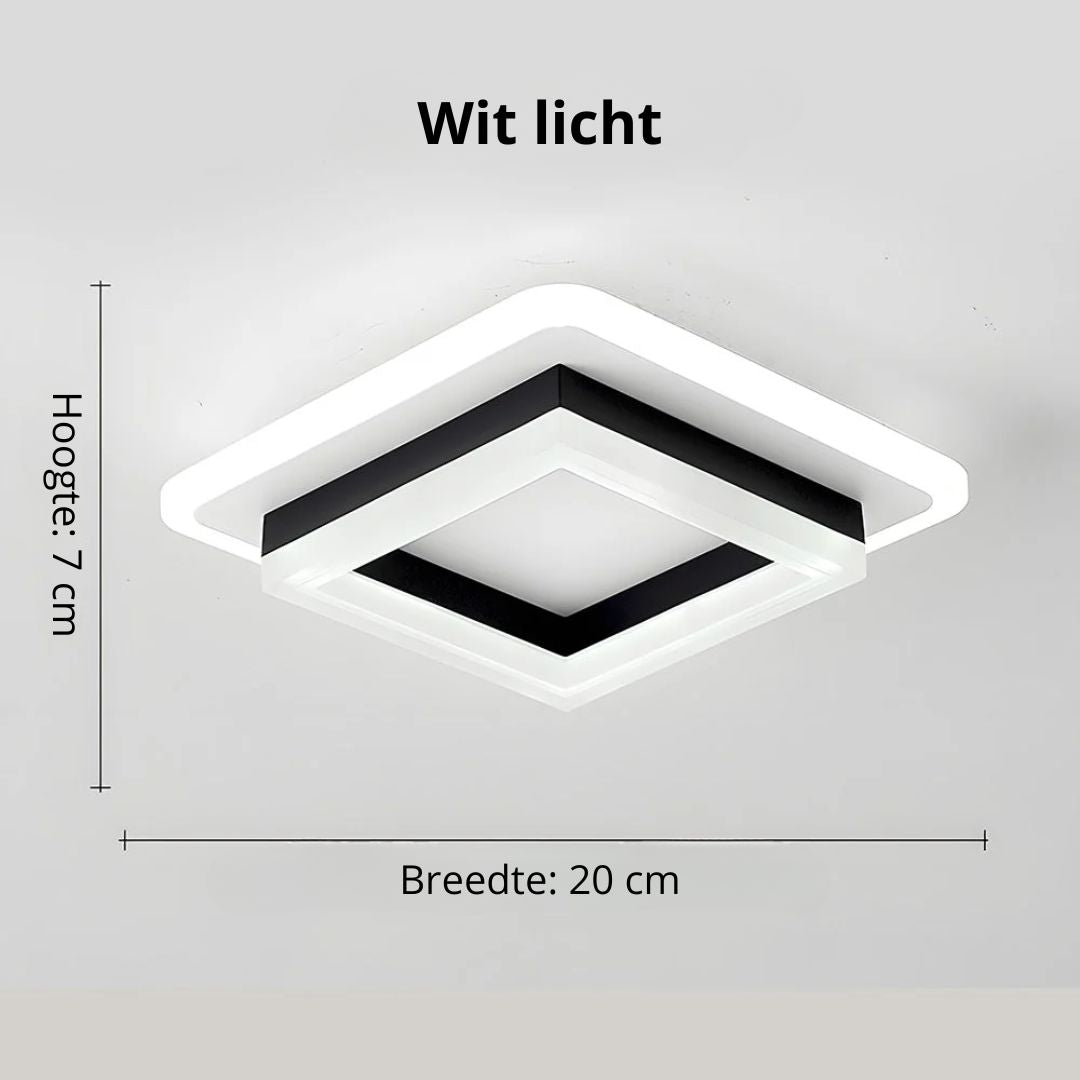 Vierkante LED Plafondlamp 1920 Lumen Zwart Wit Slaapkamer Hal Woonkamer Moderne Plafonnière Geometrisch Design Verlichting Binnen