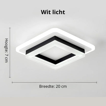 Vierkante LED Plafondlamp 1920 Lumen Zwart Wit Slaapkamer Hal Woonkamer Moderne Plafonnière Geometrisch Design Verlichting Binnen