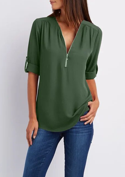 Vrouwelijke Blouse Elegante met Rits van Polyester en Elastaan