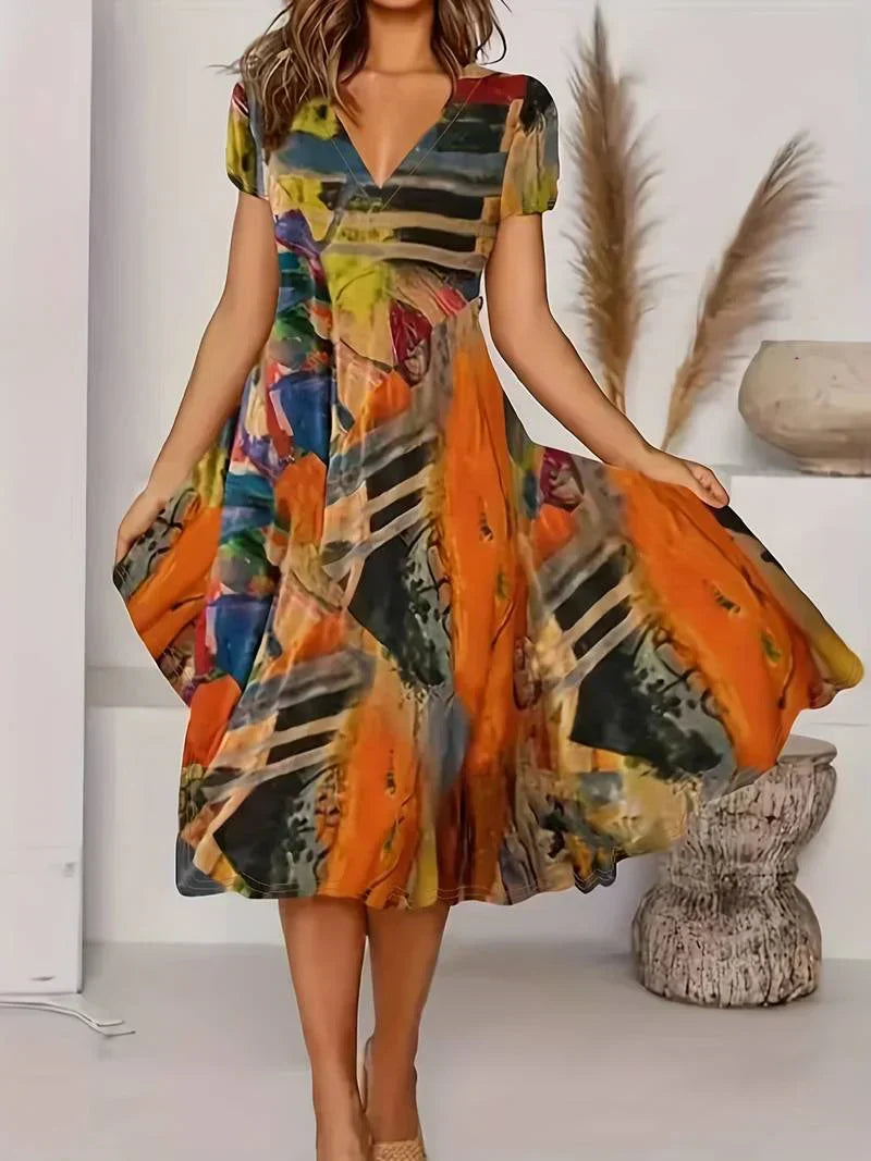 Zomerjurk Bloemenprint V-halslijn Boho Stijl - StudioMarella
