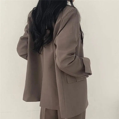 Dames Blazer Set met Rechte Broek Elegante Outfit