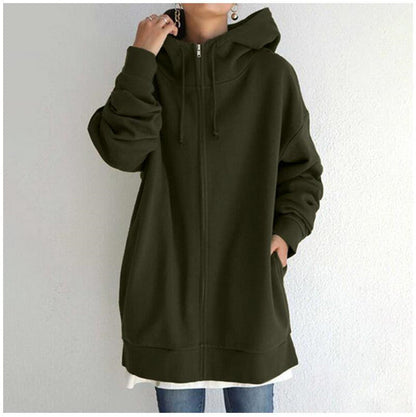 Dames Hoodie Oversized Warm en Zachte Rits Trui