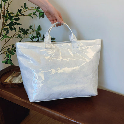 Leren Tote Bag Amber Kleur Luxe Lakleer