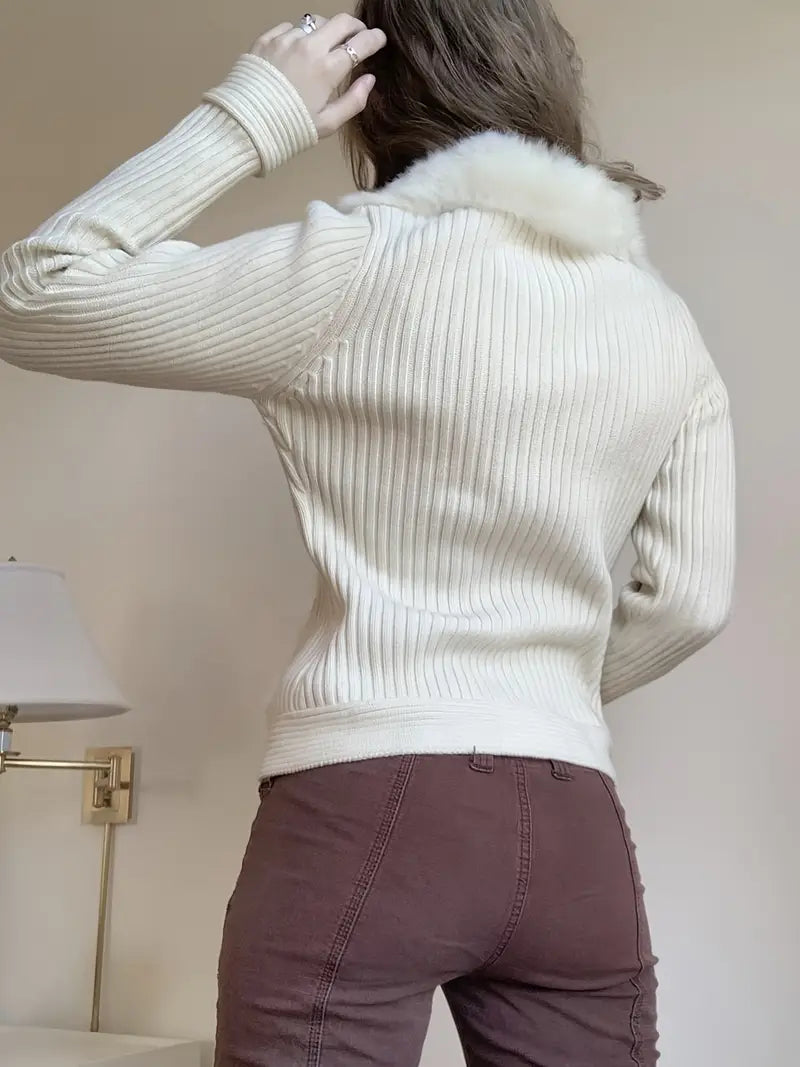 Vest met Bontkraag voor Dames Getailleerd Model