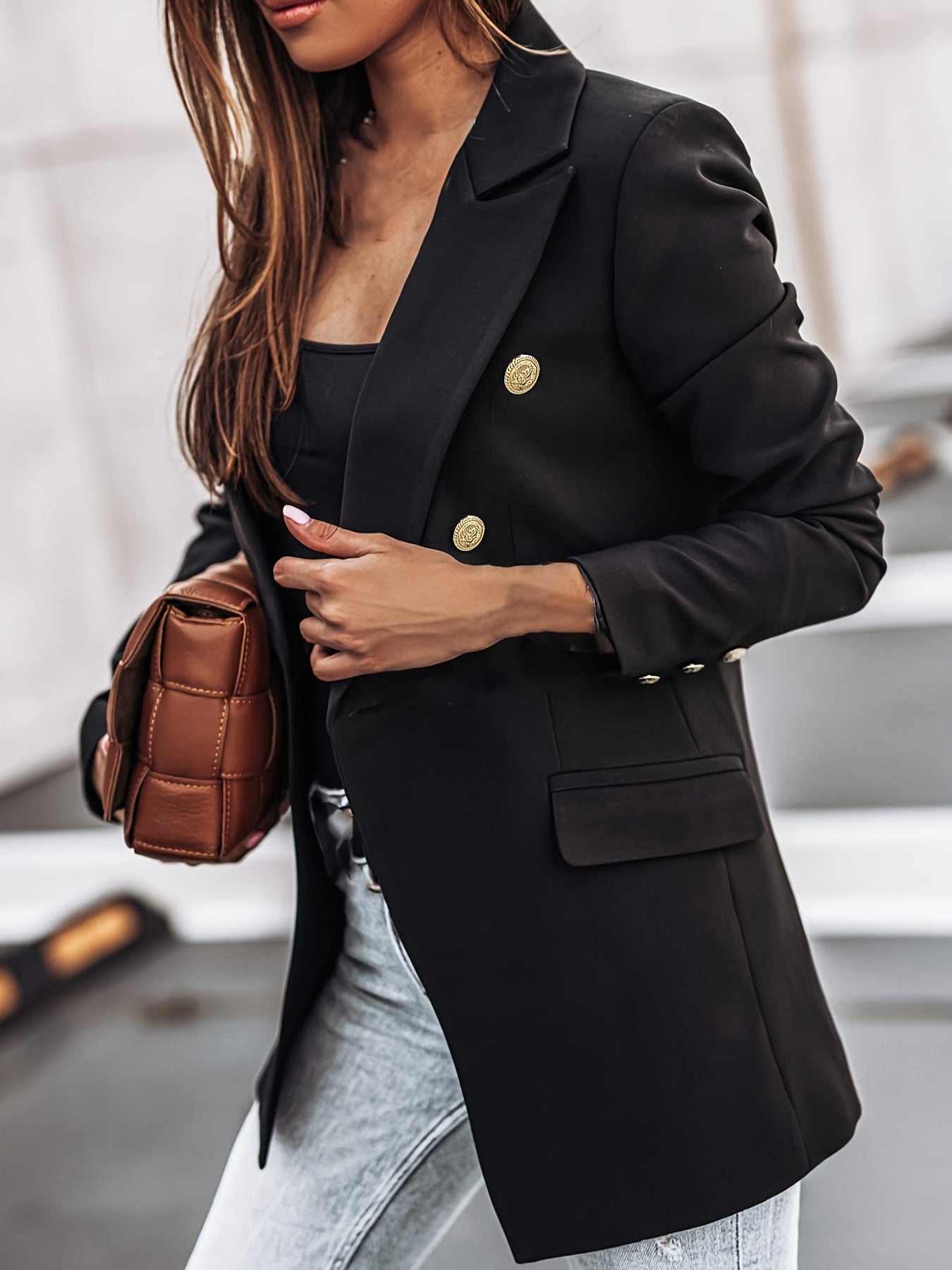 Dames Blazer Zakelijk Lange Dubbele Knoopsluiting - StudioMarella