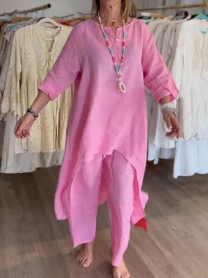 Linnen Damespak Zomerjurk Elegante Korte Broek